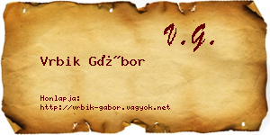 Vrbik Gábor névjegykártya